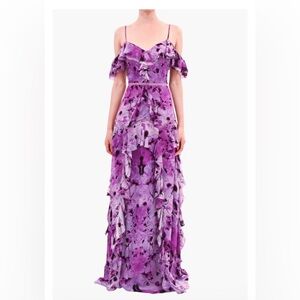 🆕Printed Georgette Off-Shoulder Gown Purple
 Sz 6